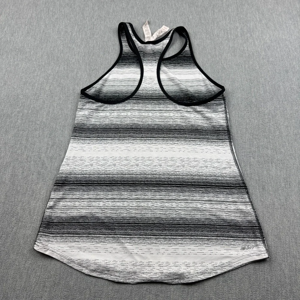 New Balance Tank Top Womens Medium White Striped Racerback‎ Yoga Gym Athletic